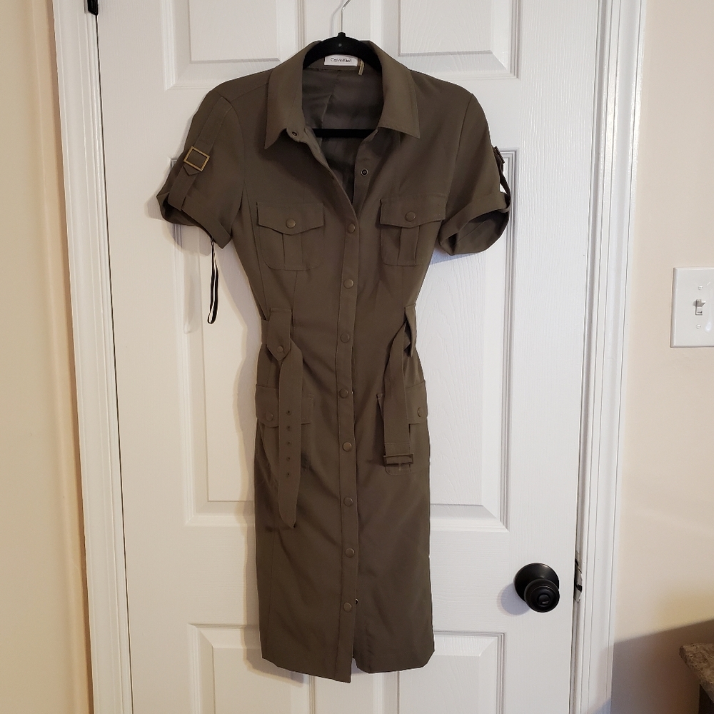 Calvin Klein Military Style Belt Dress